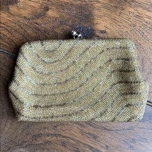 Gold Vintage Beaded Clutch Made in Japan